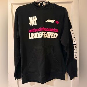 Anti Social Social Club x Undefeated F1 Black Hoodie in Medium
